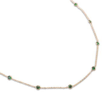 Gold Lab Emerald Satellite Necklace