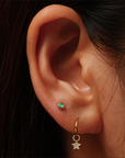 14k Diamond Star Hoop Charm