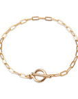 Gold Small Paperclip Toggle Bar Bracelet
