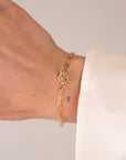 Gold Small Paperclip Toggle Bar Bracelet