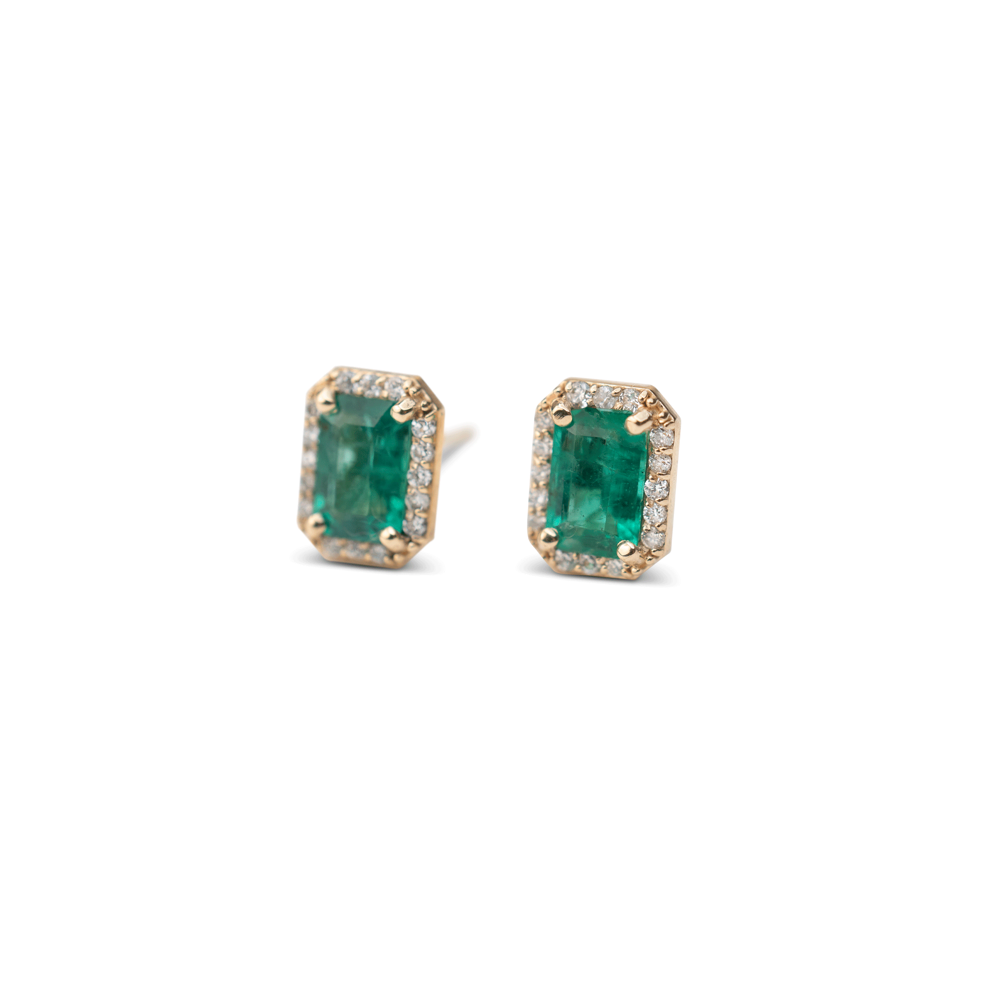14k Emerald Halo Studs .16 CTW – RG