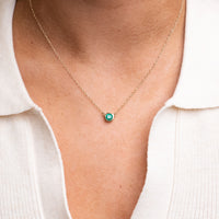 14k Emerald Bezel Necklace