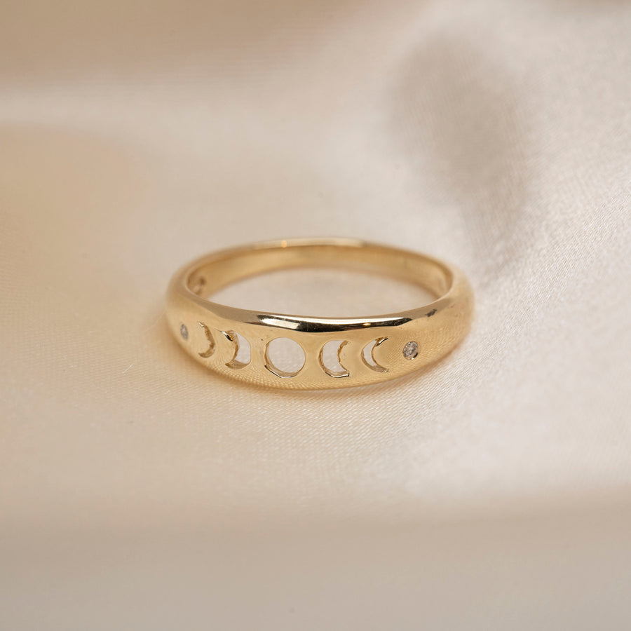 14k Gold Moon Phases Ring