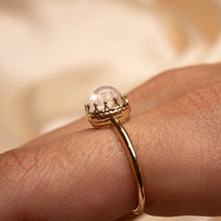 14k Moonstone Crown Ring