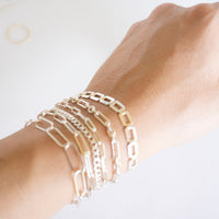 Sterling Silver Rectangle XL Bracelet, Sterling Silver Bracelet, Simple Silver Bracelet, Chain and Link Bracelet, Bracelet, Chain Bracelet
