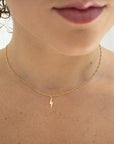 Lightning Bolt Charm Necklace | 14k Gold Filled, Circle Charm, Dainty Bunny, Simple Necklace, Holiday Gift, Gift for Her, Holiday, Gift,