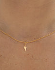Lightning Bolt Charm Necklace | 14k Gold Filled, Circle Charm, Dainty Bunny, Simple Necklace, Holiday Gift, Gift for Her, Holiday, Gift,