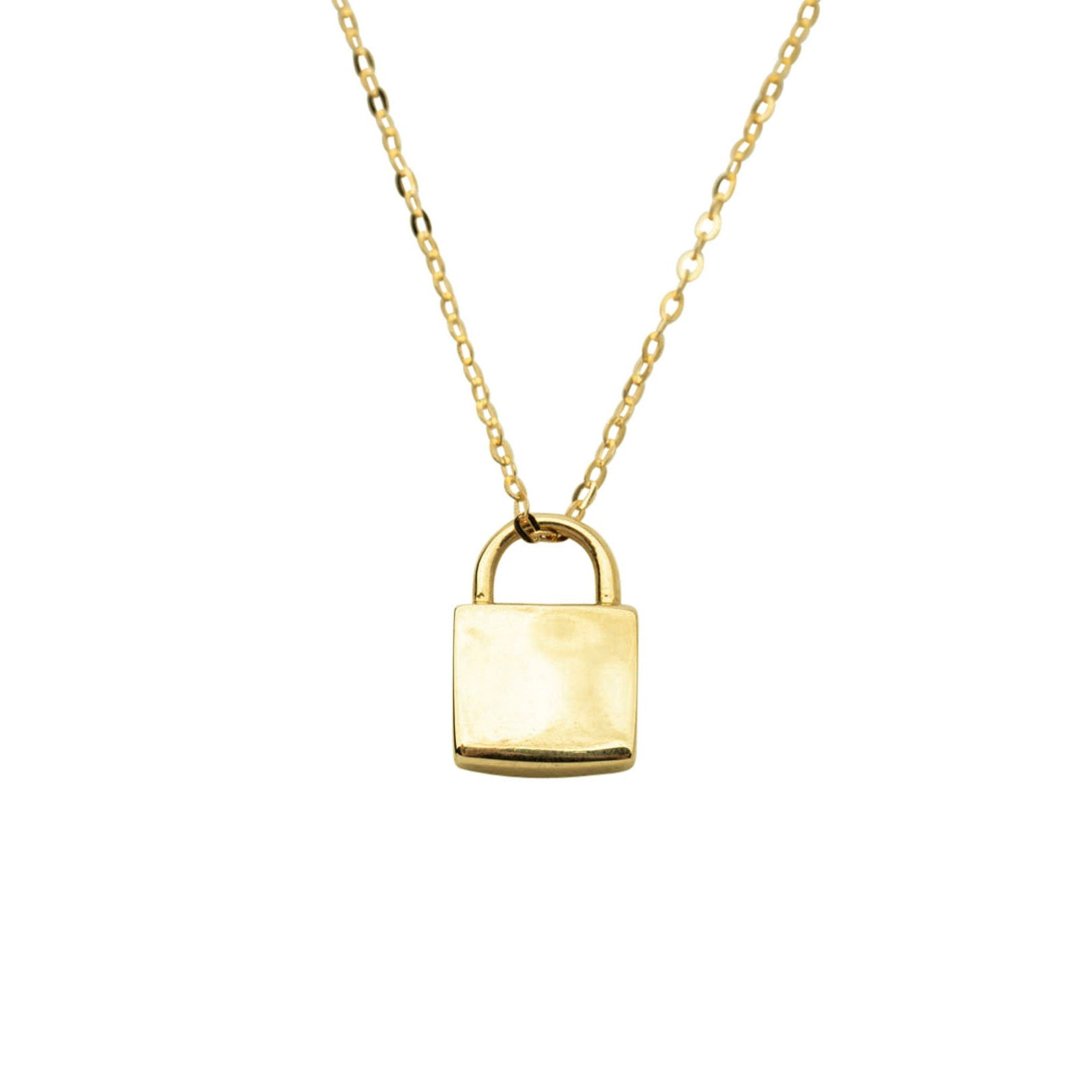 14K Padlock Necklace with Pendant