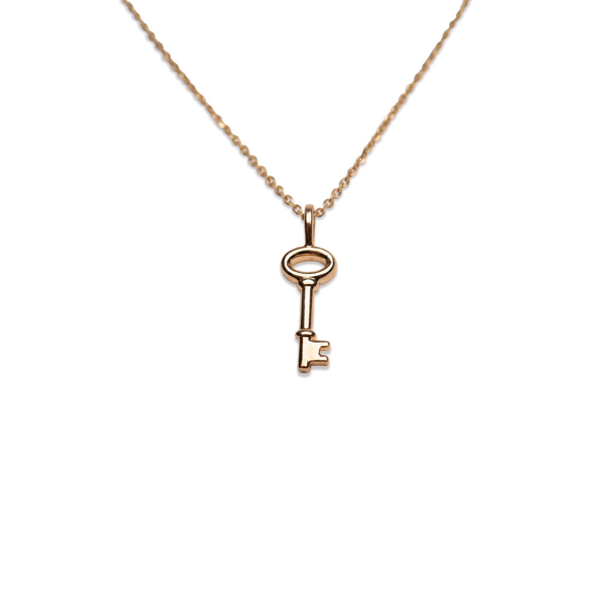 14K Yellow Gold Lock & Key Charm Necklace with Bar and Toggle