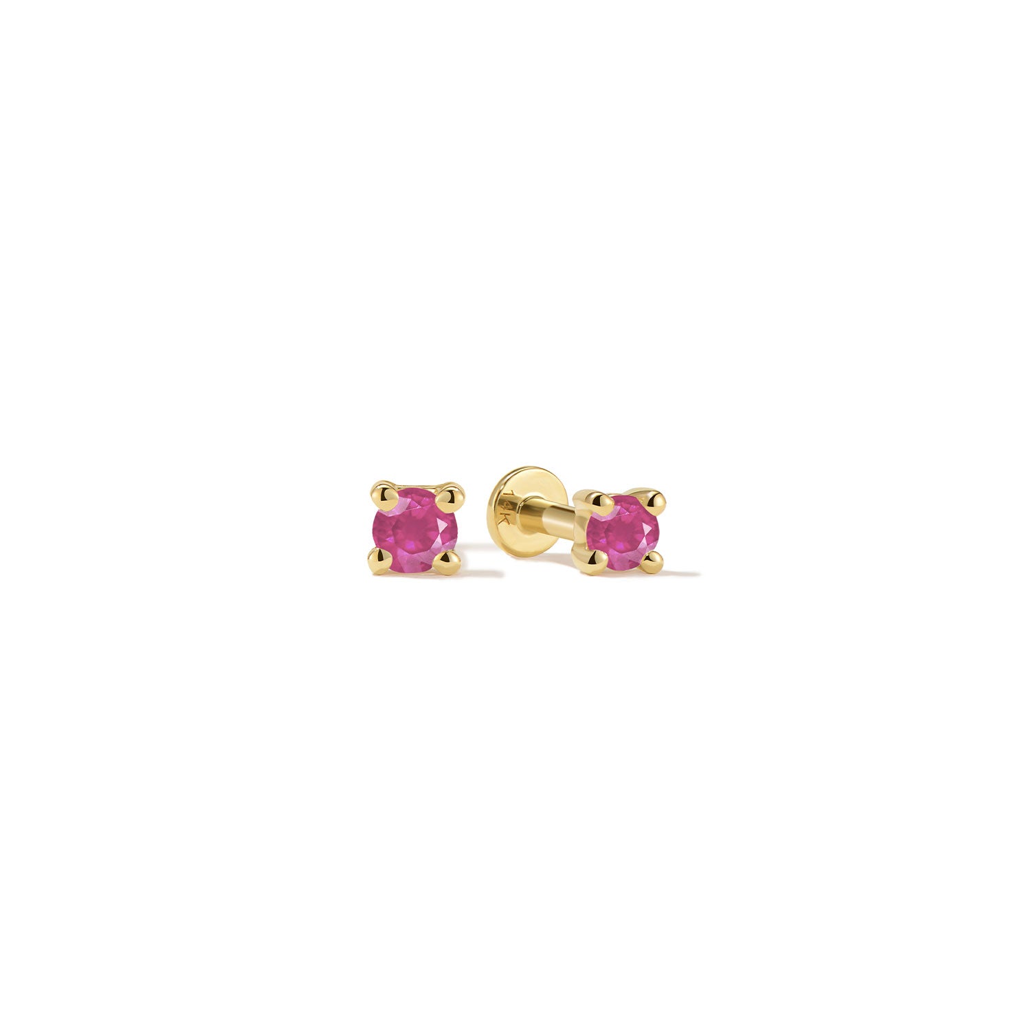 14k Flat Back Birthstone Studs