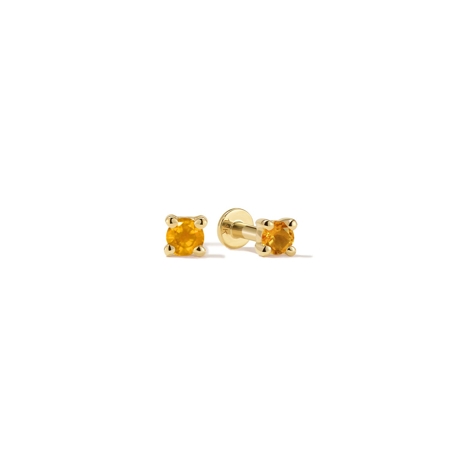 14k Flat Back Birthstone Studs