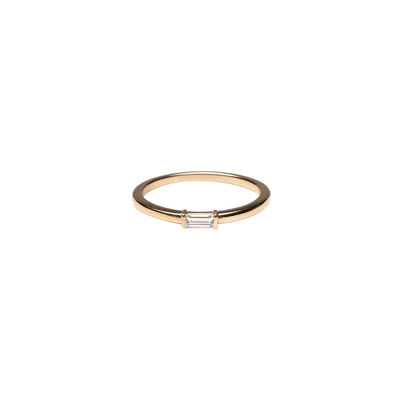 14k Gold Baguette Solitaire Ring