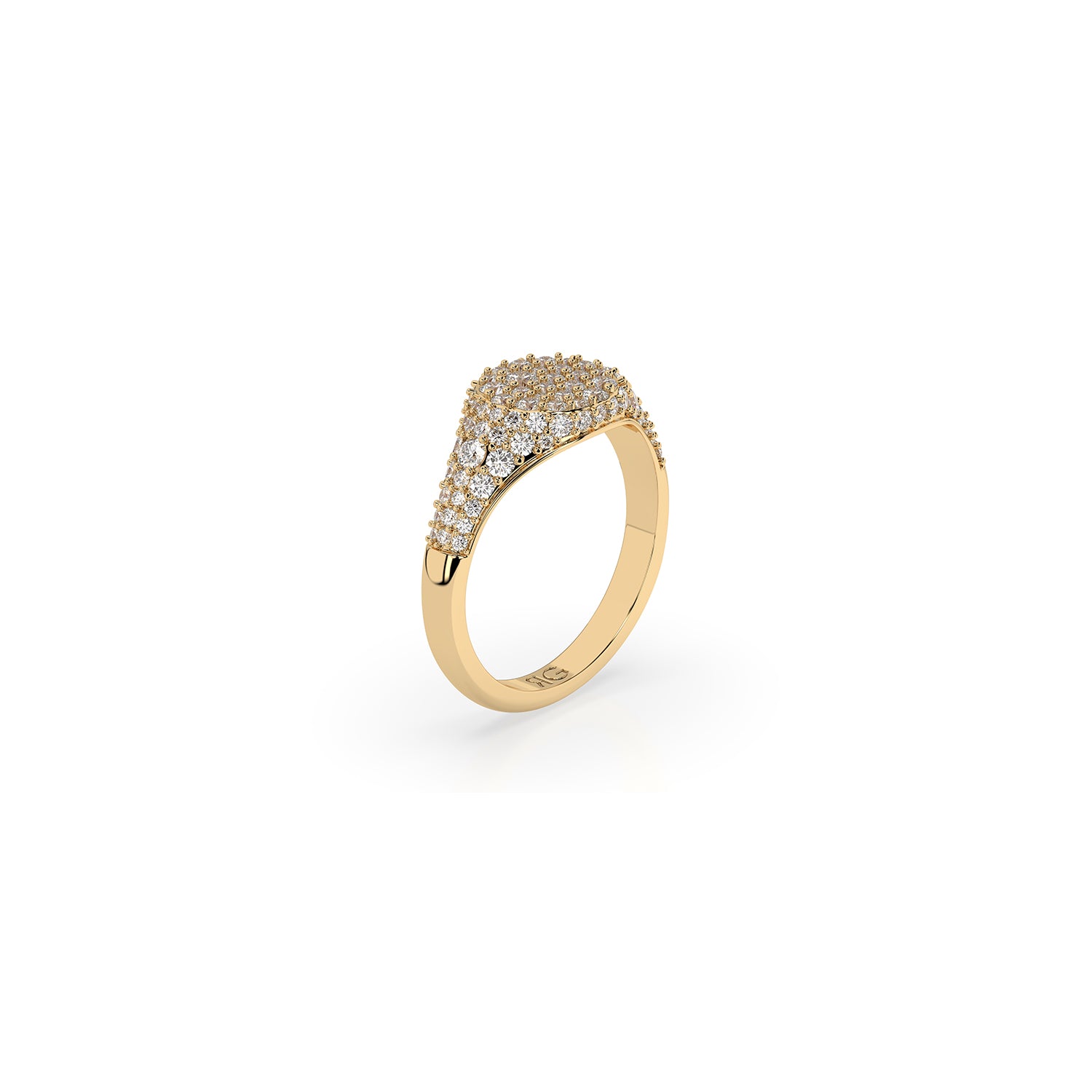 14k Diamond Pave Signet Ring