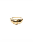 14k Gold Ribbed Dome Ring