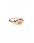 14k Gold Starburst Signet Ring