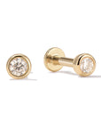 14k Diamond Bezel Flatback Studs