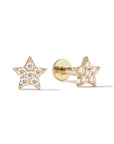 14k Diamond Star Flatback Studs