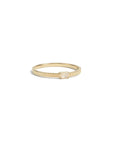 14k Diamond Baguette Ribbed Ring