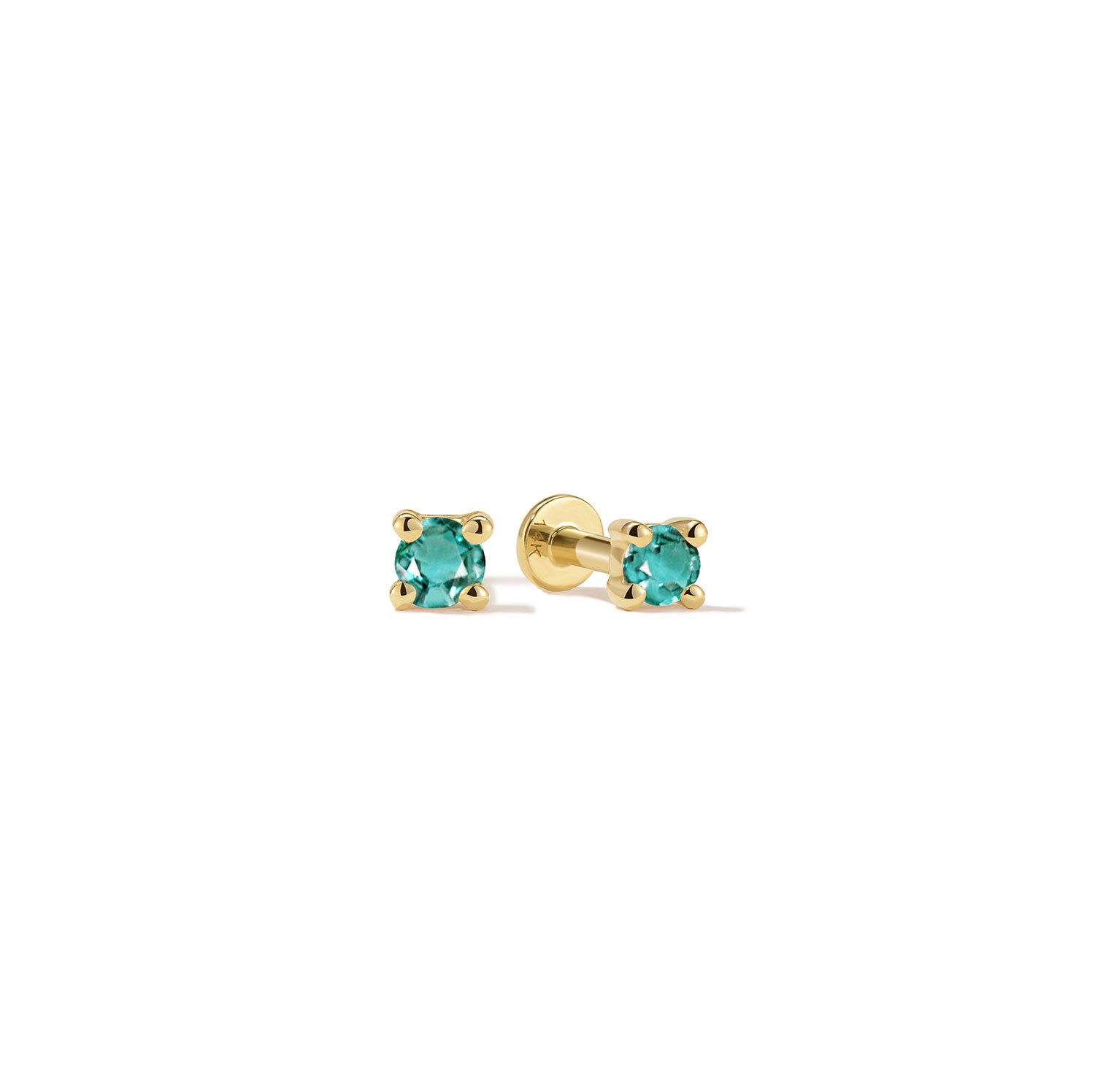 14k Flat Back Birthstone Studs