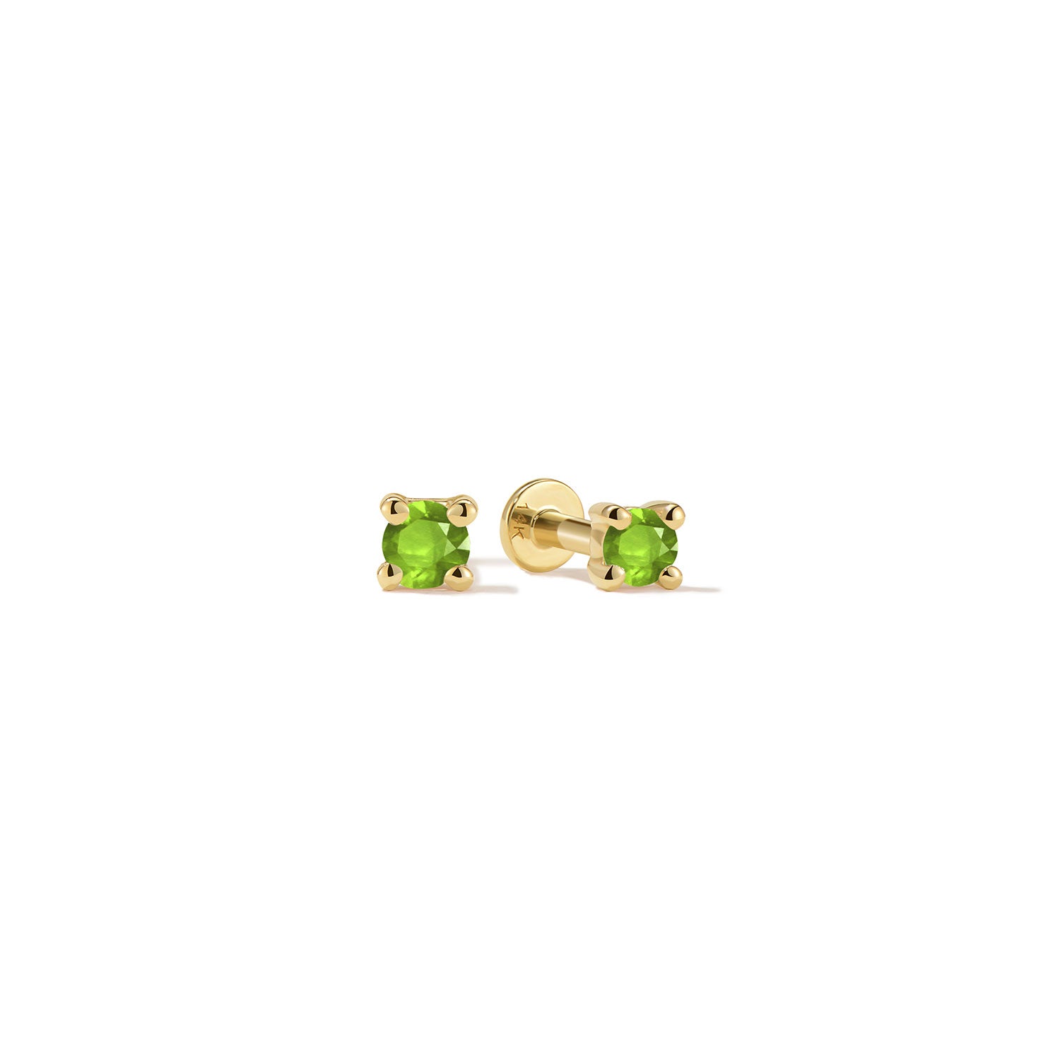 14k Flat Back Birthstone Studs