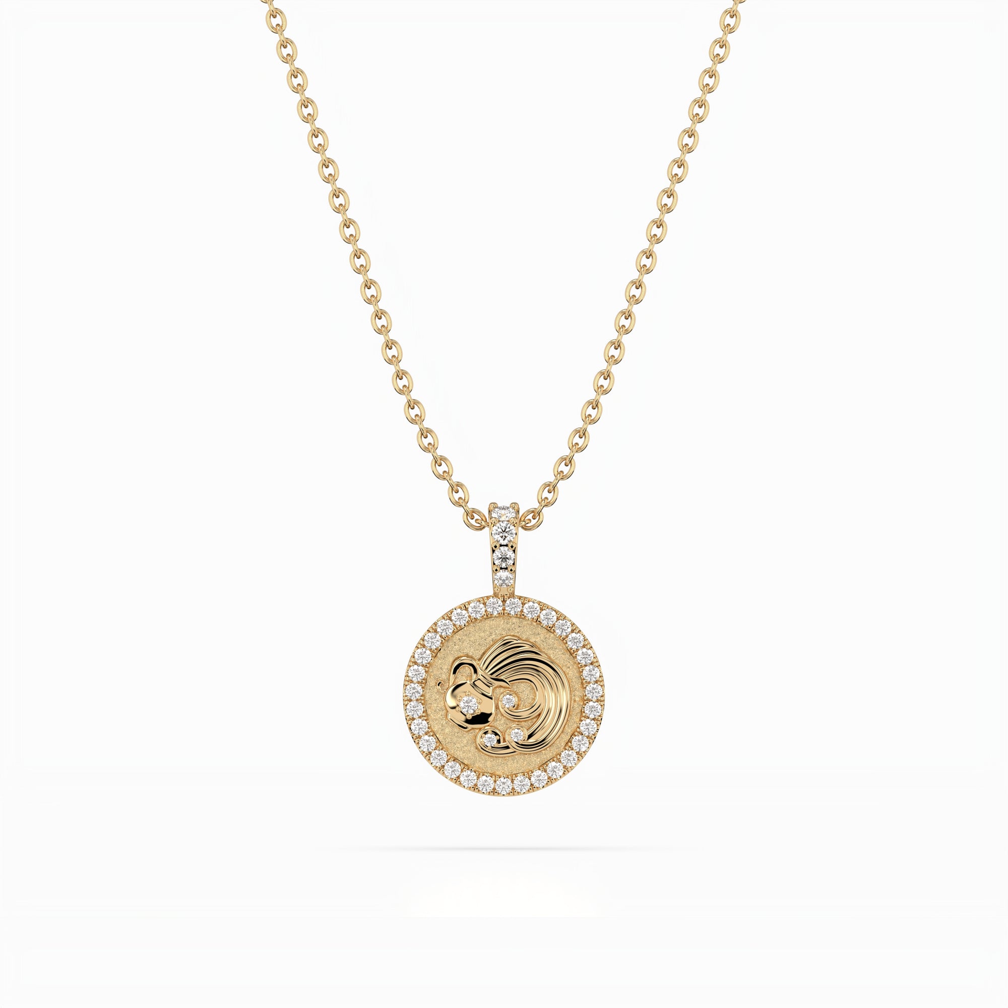 14k Diamond Halo Zodiac Necklace