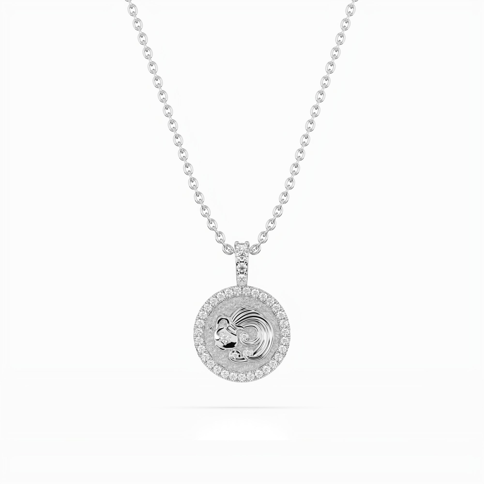 14k Diamond Halo Zodiac Necklace