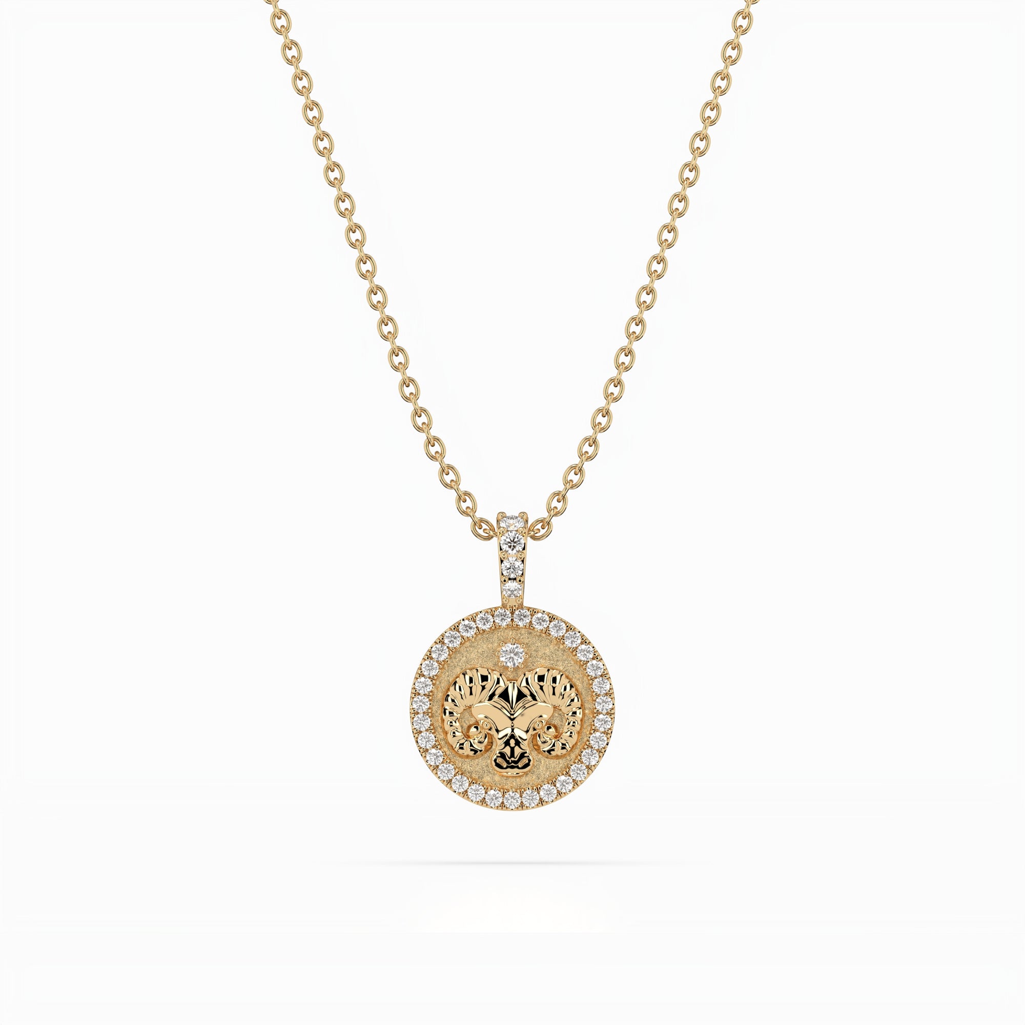 14k Diamond Halo Zodiac Necklace