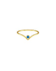 Gold Aqua Blue Crystal Chevron Ring