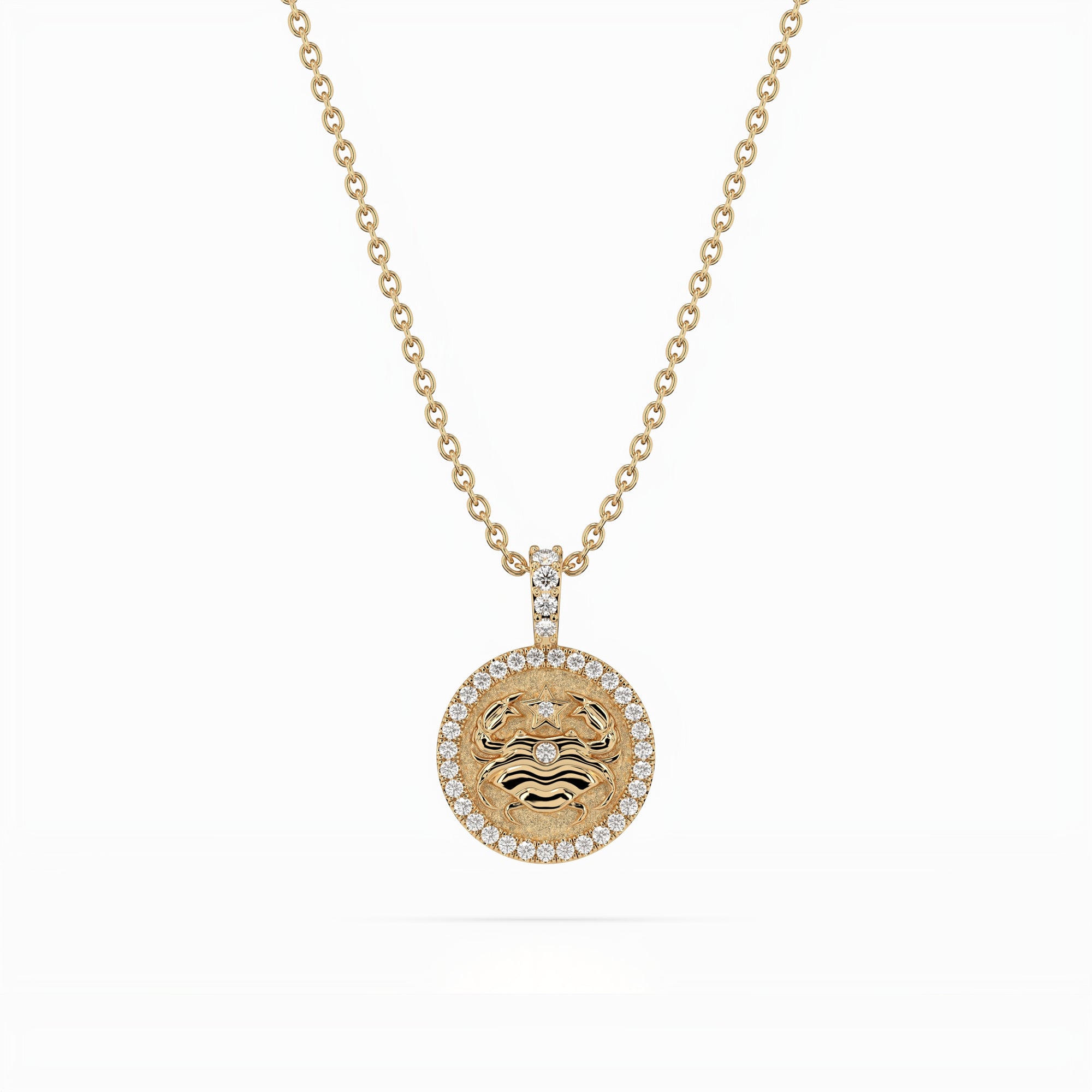 14k Diamond Halo Zodiac Necklace