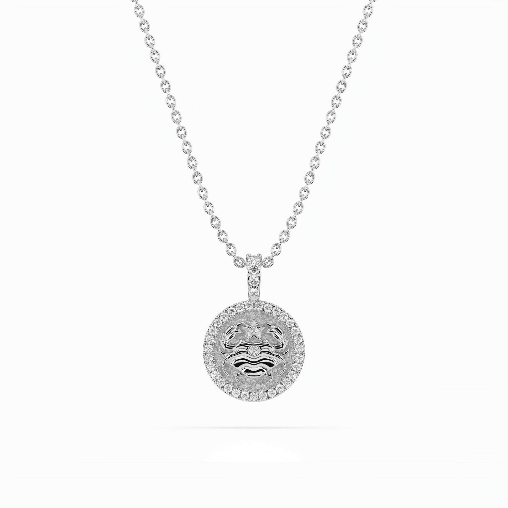 14k Diamond Halo Zodiac Necklace