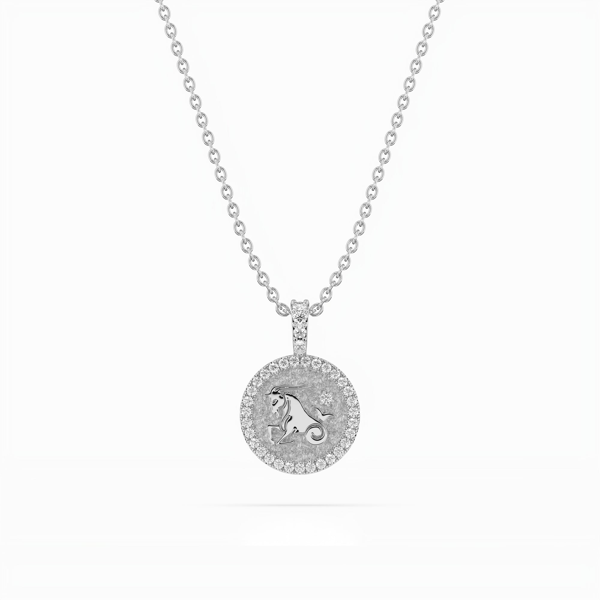 14k Diamond Halo Zodiac Necklace