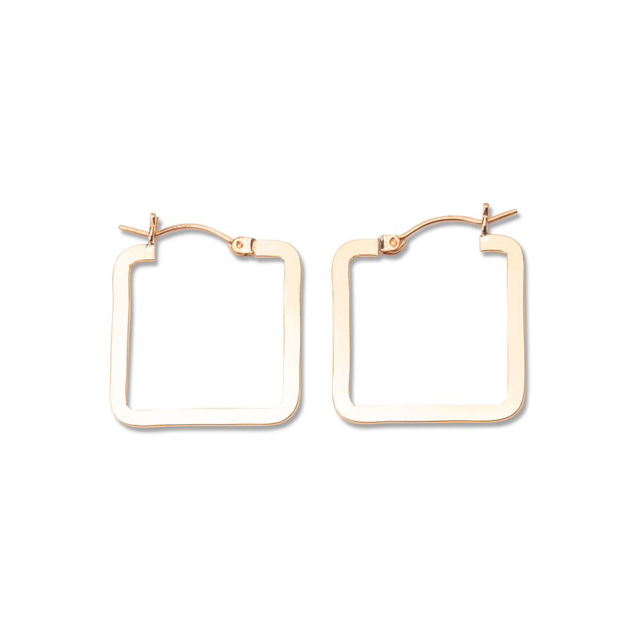 Gold Flat Square Hoops