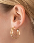 Gold Double Clasp Hoops