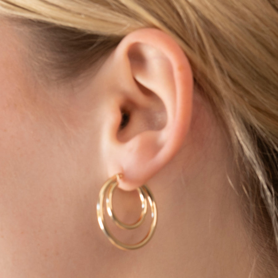 Gold Double Clasp Hoops
