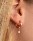 Gold Pearl Clasp Hoops