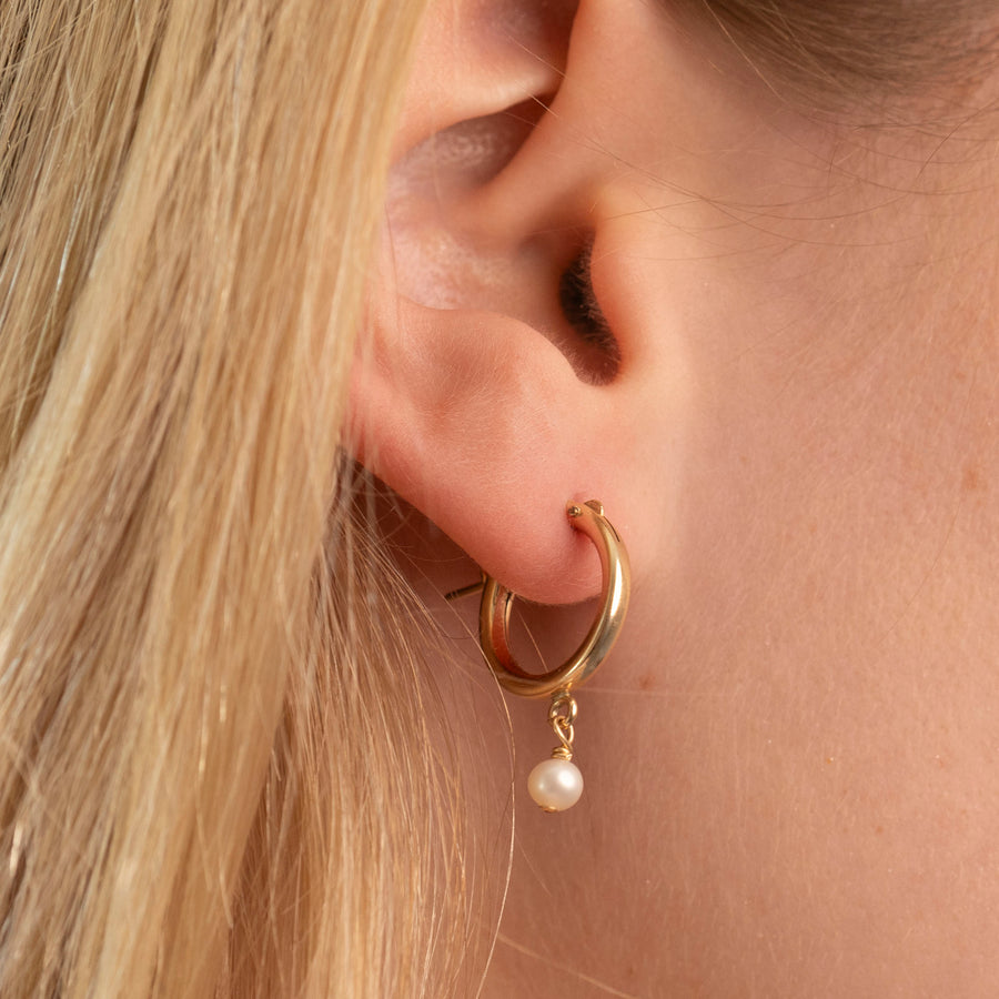 Gold Pearl Clasp Hoops