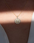 14k Diamond Halo Zodiac Necklace