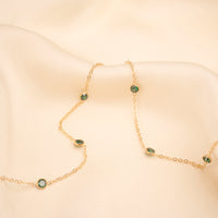 Gold Emerald Satellite Necklace