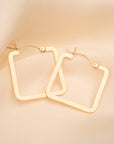 Gold Flat Square Hoops