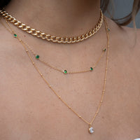 Gold Emerald Satellite Necklace