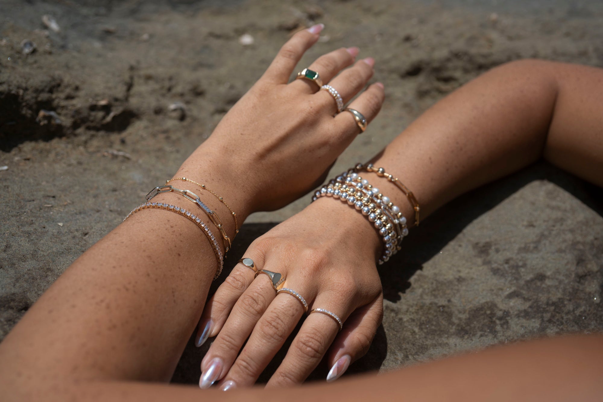 Gold Beaded Paperclip Bracelet