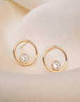 Gold Circle Crystal Studs