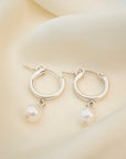 Silver Pearl Clasp Hoops