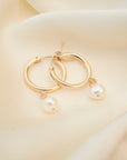 Gold Pearl Clasp Hoops