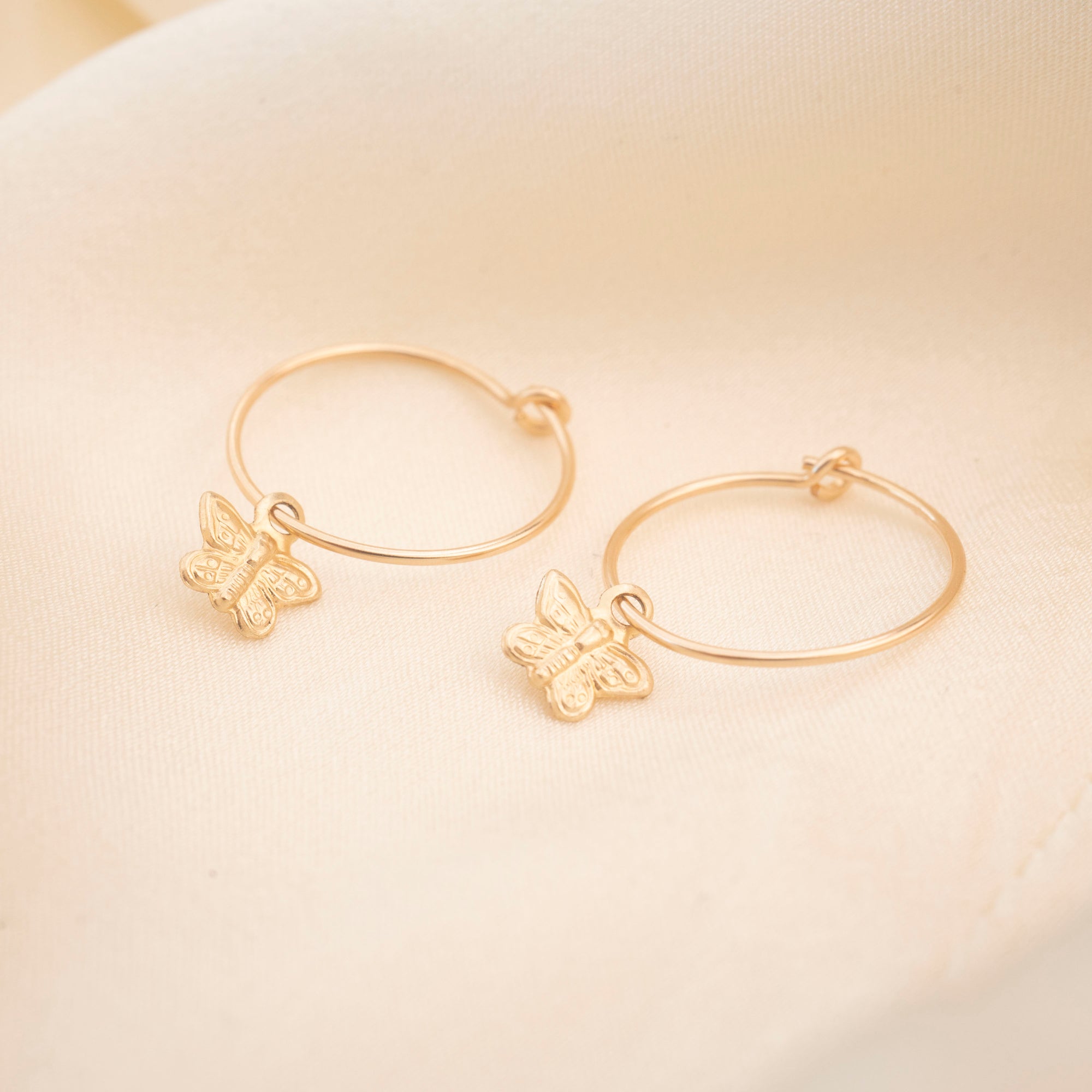 Gold Filled Dainty Butterfly Hoops