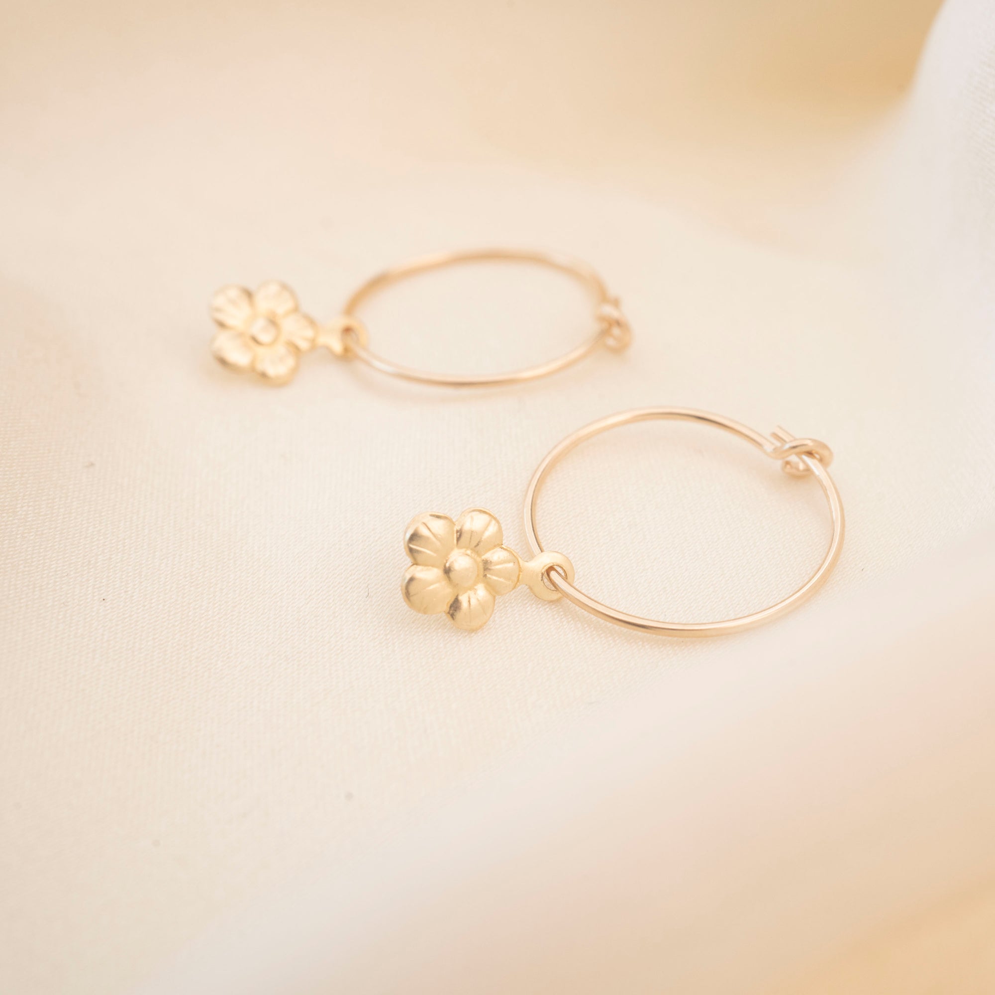 Gold Dainty Flower Hoops