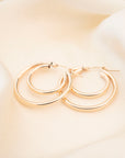 Gold Double Clasp Hoops