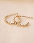 Gold Flat Beaded Post Hoops