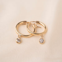 Gold Crystal Clasp Hoops