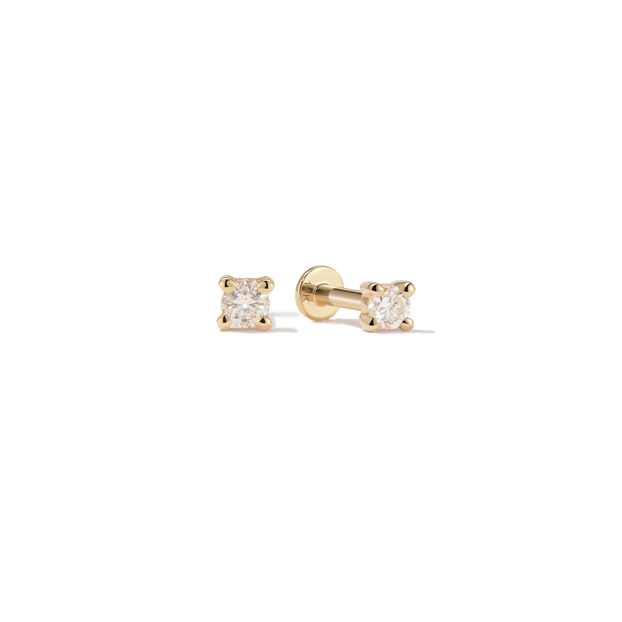 14k Little Diamond Flatback Studs